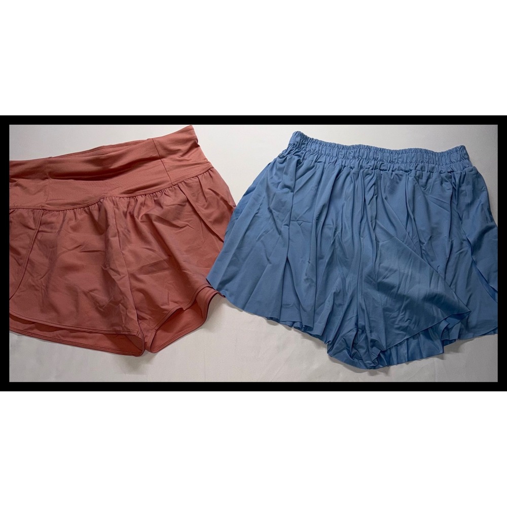 Love Tree Athletic Shorts Women Large Mauve Pink Blue Bundle Running Activewear